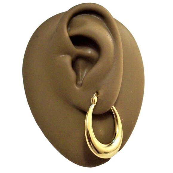 1 Inch 27mm Hoop Gold Tone Pierced Post Earrings - Picture 3 of 5